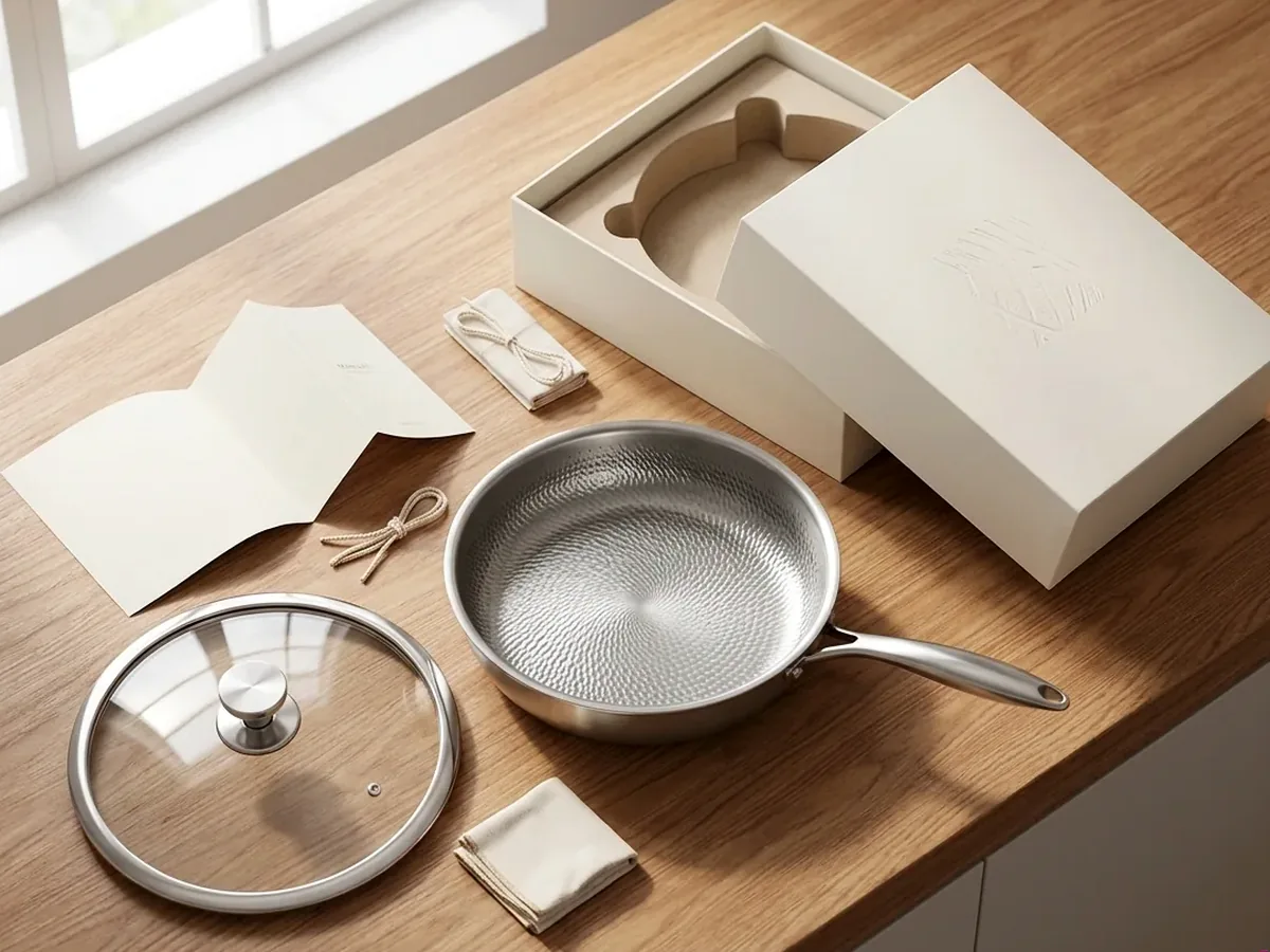 Joyhnny Pure Titanium Frying Pan unboxing with glass lid and guide